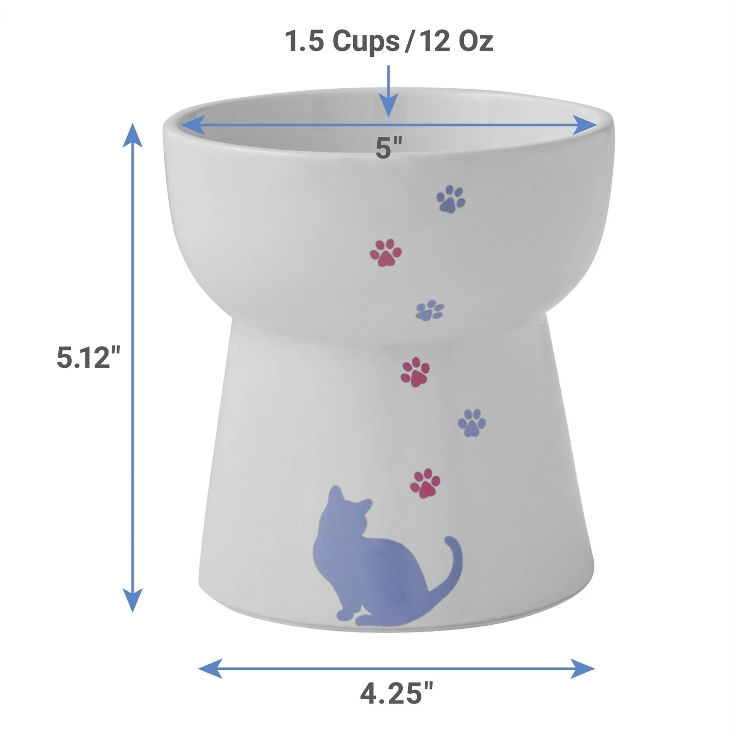 Frisco Cat Print Non-Skid Elevated Ceramic Cat Bowl, Tall 2 Frisco Cat Print Non-Skid Elevated Ceramic Cat Bowl, Tall - Image 2