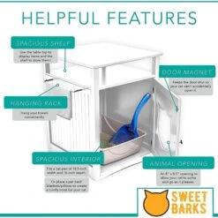 Sweet Barks Wooden Nightstand Cat Litter Box Enclosure -Pet Cat Supplies Store 258689 PT4. AC SS1800 V1607642835