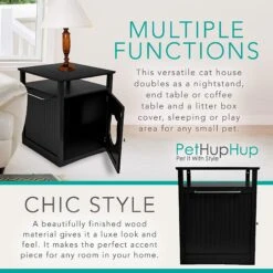 Sweet Barks Wooden Nightstand Cat Litter Box Enclosure -Pet Cat Supplies Store 258689 PT5. AC SS1800 V1607644934