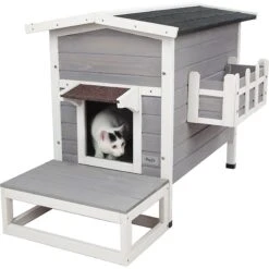 Petsfit Weatherproof Outdoor Cat House With Stairs