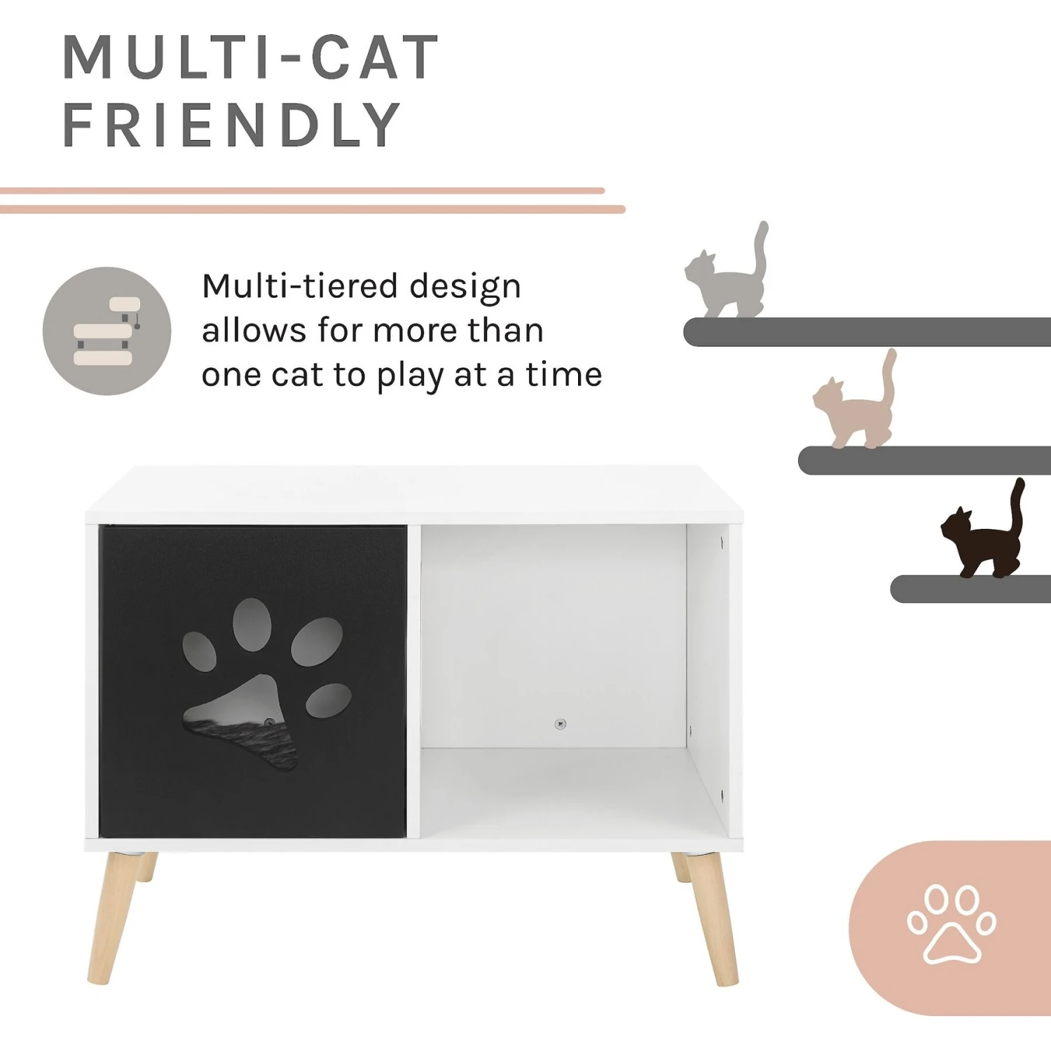 Sam's Pets Convertible 22-in Cat Tree End Table, Black & White 4 Sam's Pets Convertible 22-in Cat Tree End Table, Black & White - Image 4