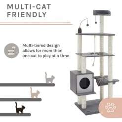 Sam's Pets Tyrone 70.5-in Cat Tree, Gray -Pet Cat Supplies Store 261874 PT3. AC SS1800 V1635017192