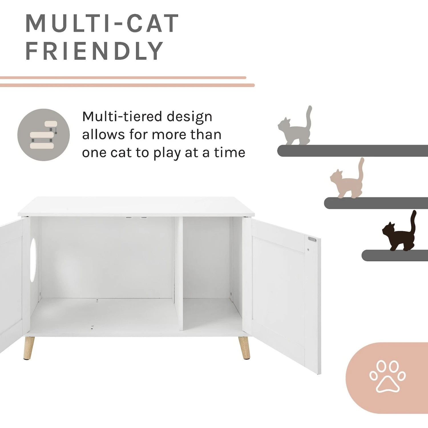 Sam's Pets Becky 24.5-in Cat Tree End Table & Litter Box Enclosure, White 4 Sam's Pets Becky 24.5-in Cat Tree End Table & Litter Box Enclosure, White - Image 4