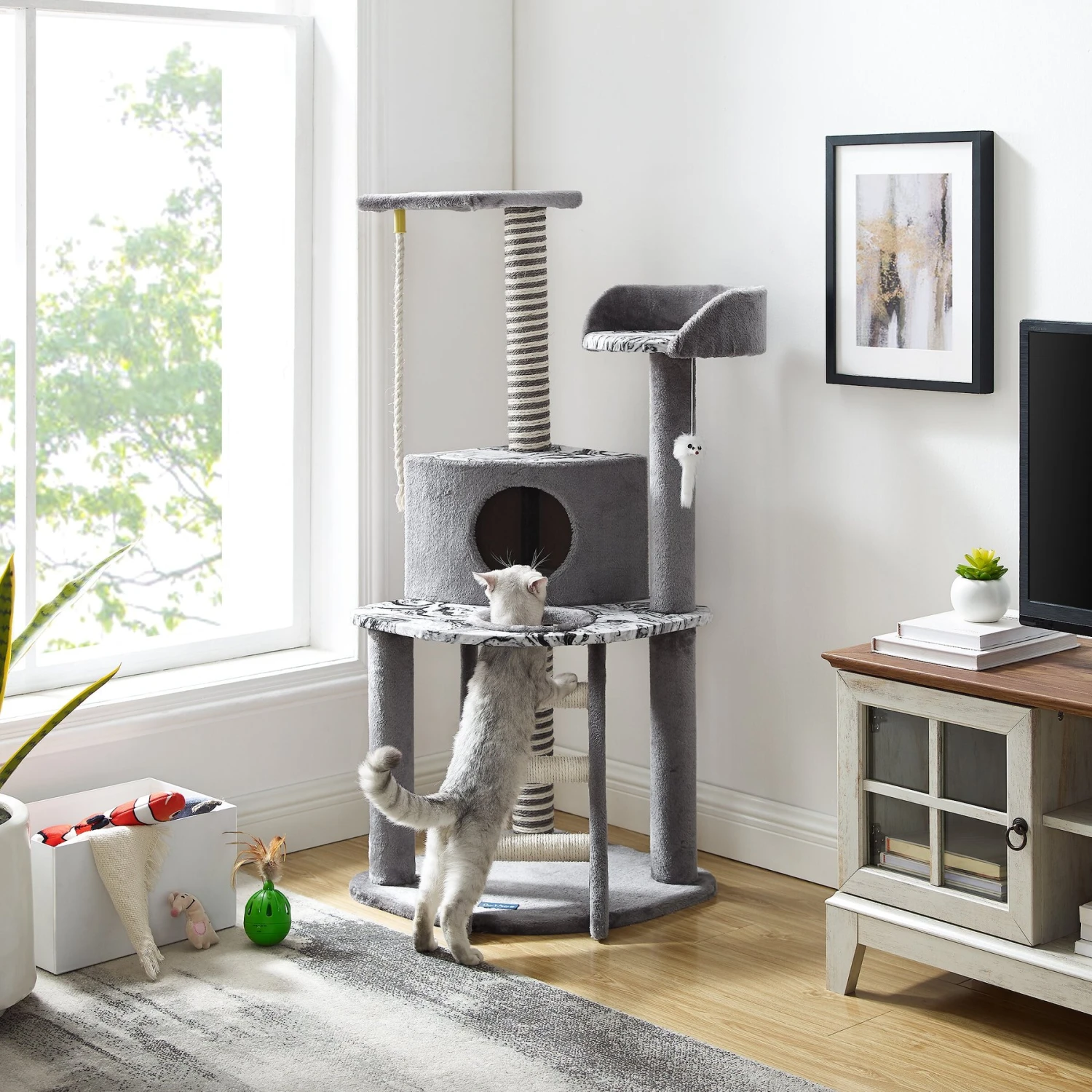 Sam's Pets Dazzle 47-in Cat Scratching Tree, Gray 2 Sam's Pets Dazzle 47-in Cat Scratching Tree, Gray - Image 2