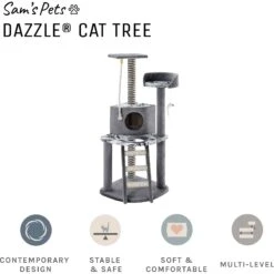 Sam's Pets Dazzle 47-in Cat Scratching Tree, Gray 11 Sam's Pets Dazzle 47-in Cat Scratching Tree, Gray -Pet Cat Supplies Store 261898 PT2. AC SS1800 V1635094645