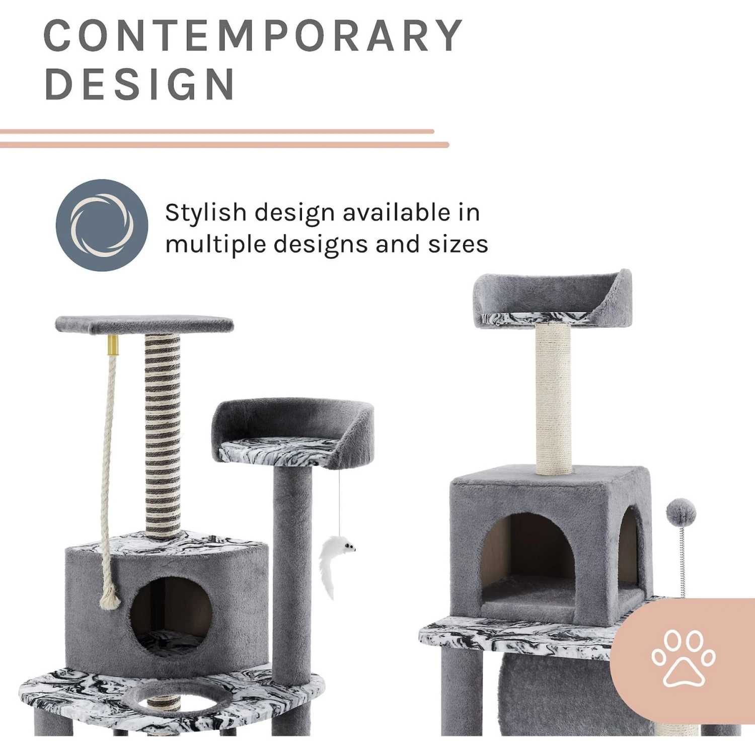 Sam's Pets Dazzle 47-in Cat Scratching Tree, Gray 5 Sam's Pets Dazzle 47-in Cat Scratching Tree, Gray - Image 5