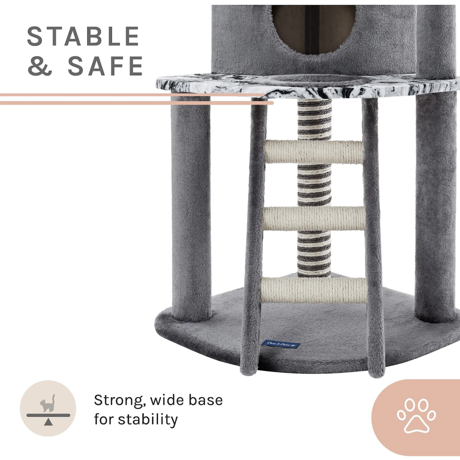 Sam's Pets Dazzle 47-in Cat Scratching Tree, Gray 6 Sam's Pets Dazzle 47-in Cat Scratching Tree, Gray - Image 6