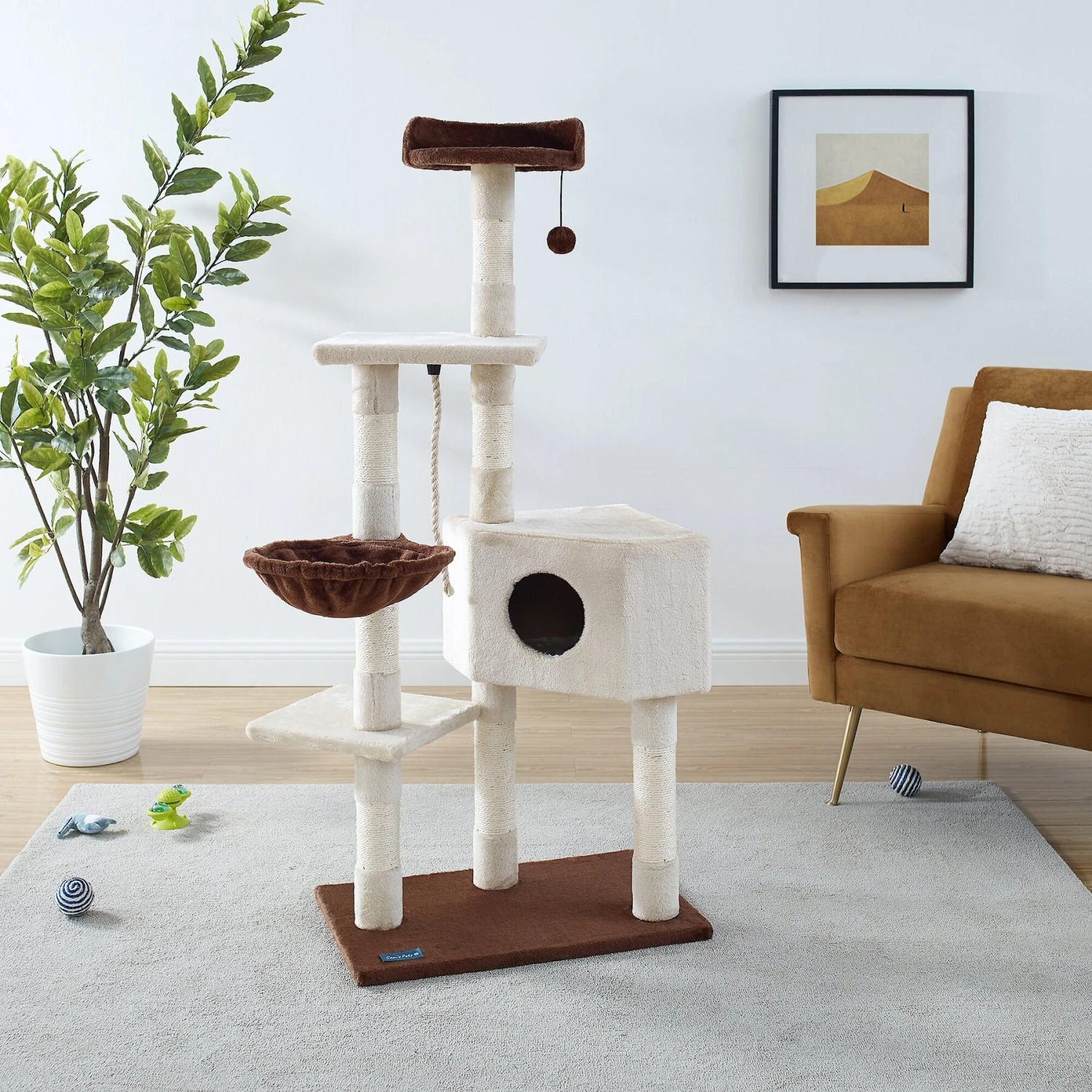 Sam's Pets Sam 54-in Cat Tree, White 1 Sam's Pets Sam 54-in Cat Tree, White