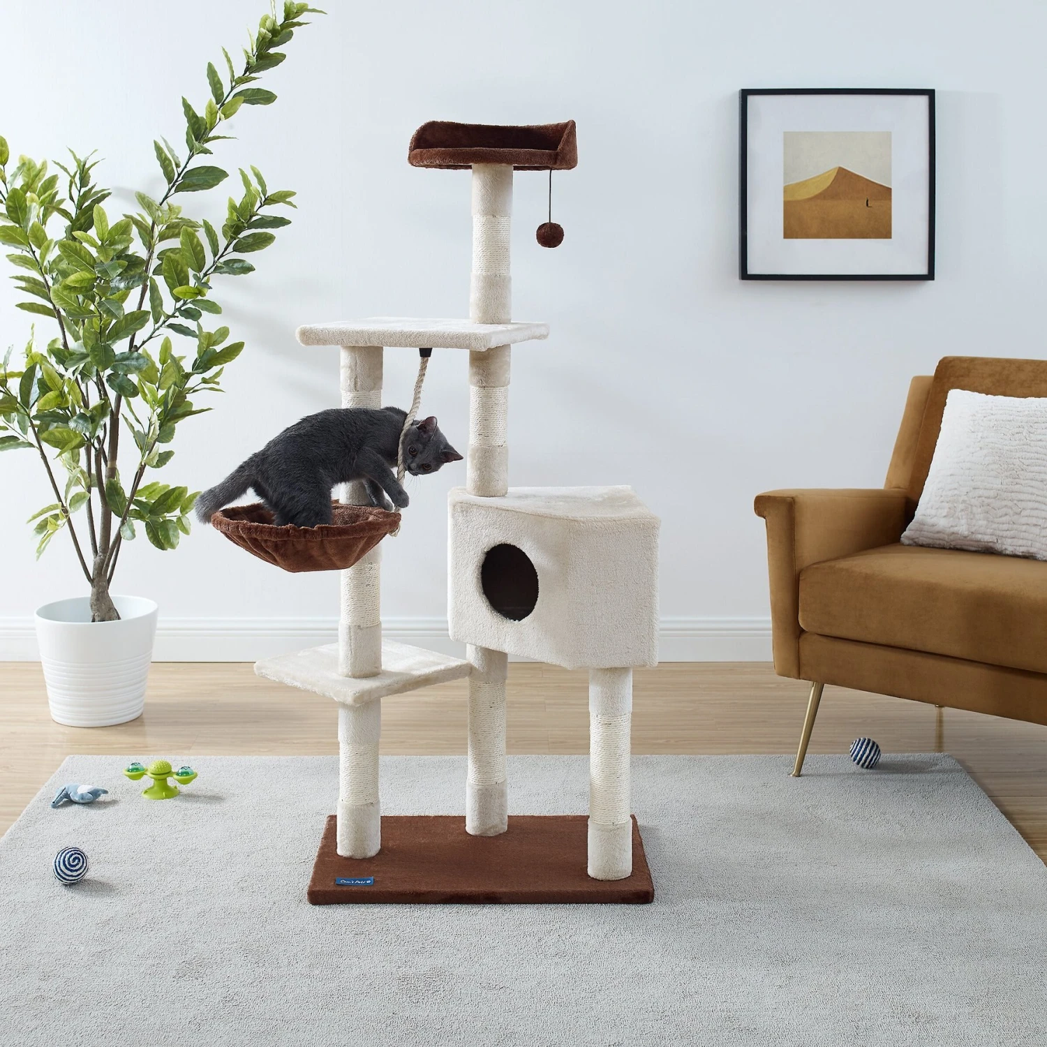 Sam's Pets Sam 54-in Cat Tree, White 2 Sam's Pets Sam 54-in Cat Tree, White - Image 2