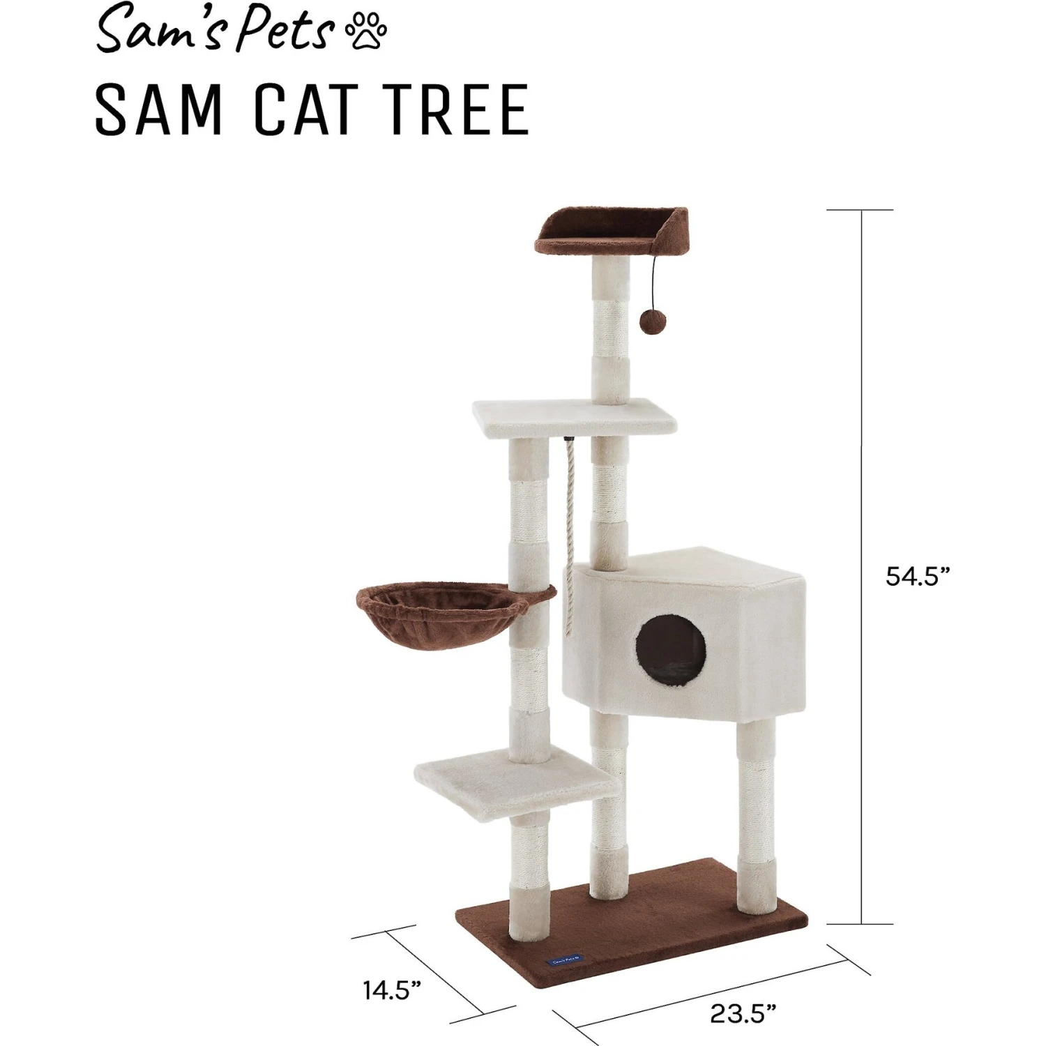 Sam's Pets Sam 54-in Cat Tree, White 9 Sam's Pets Sam 54-in Cat Tree, White - Image 9