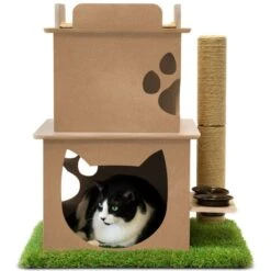 On2Pets Modern Wooden Cat House & Loft, Beige -Pet Cat Supplies Store 262110 PT2. AC SS1800 V1671027828