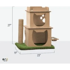 On2Pets Modern Wooden Cat House & Loft, Beige -Pet Cat Supplies Store 262110 PT3. AC SS1800 V1671029933