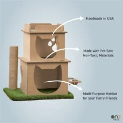 On2Pets Modern Wooden Cat House & Loft, Beige -Pet Cat Supplies Store 262110 PT4. AC SS1800 V1671029871