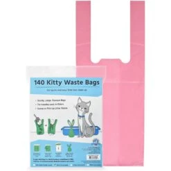 Doggie Walk Bags Citrus Scented Tie Handle Cat Litter Bags, Pink, 140 Count