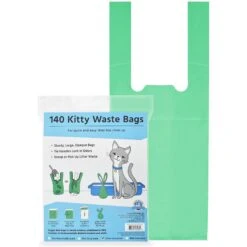 Doggie Walk Bags Unscented Tie Handle Cat Litter Bags, Green, 140 Count