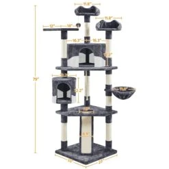 Yaheetech 79-in Plush Cat Tree & Condo, Dark Gray/White -Pet Cat Supplies Store 266560 PT2. AC SS1800 V1691161717
