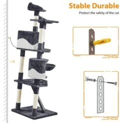 Yaheetech 79-in Plush Cat Tree & Condo, Dark Gray/White -Pet Cat Supplies Store 266560 PT7. AC SS1800 V1691161823