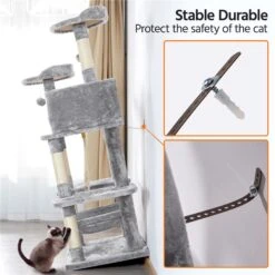 Yaheetech 58-in Plush Cat Tree & Condo, Light Gray -Pet Cat Supplies Store 266562 PT7. AC SS1800 V1669909135