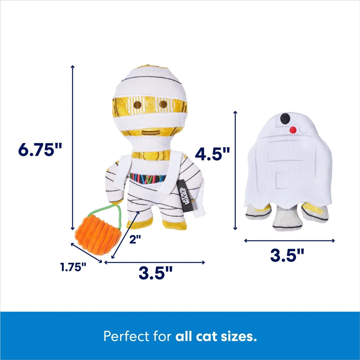 STAR WARS Halloween R2-D2 & C-3PO Trick Or Treaters Plush Cat Toy With Catnip 2 STAR WARS Halloween R2-D2 & C-3PO Trick Or Treaters Plush Cat Toy With Catnip - Image 2