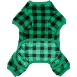 Frisco Dog & Cat Cozy Plush Fleece PJs, Green Plaid -Pet Cat Supplies Store 268517 PT4. AC SS1800 V1637682124