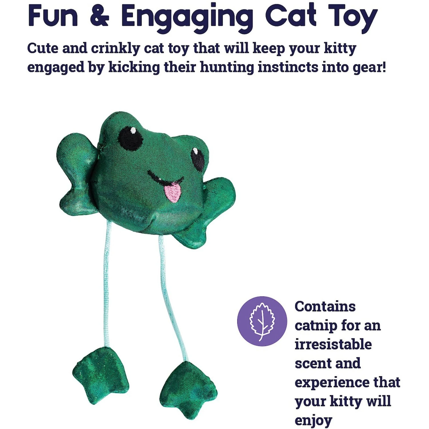 Catstages Toss 'N Dangle Frog Plush Cat Toy 2 Catstages Toss 'N Dangle Frog Plush Cat Toy - Image 2