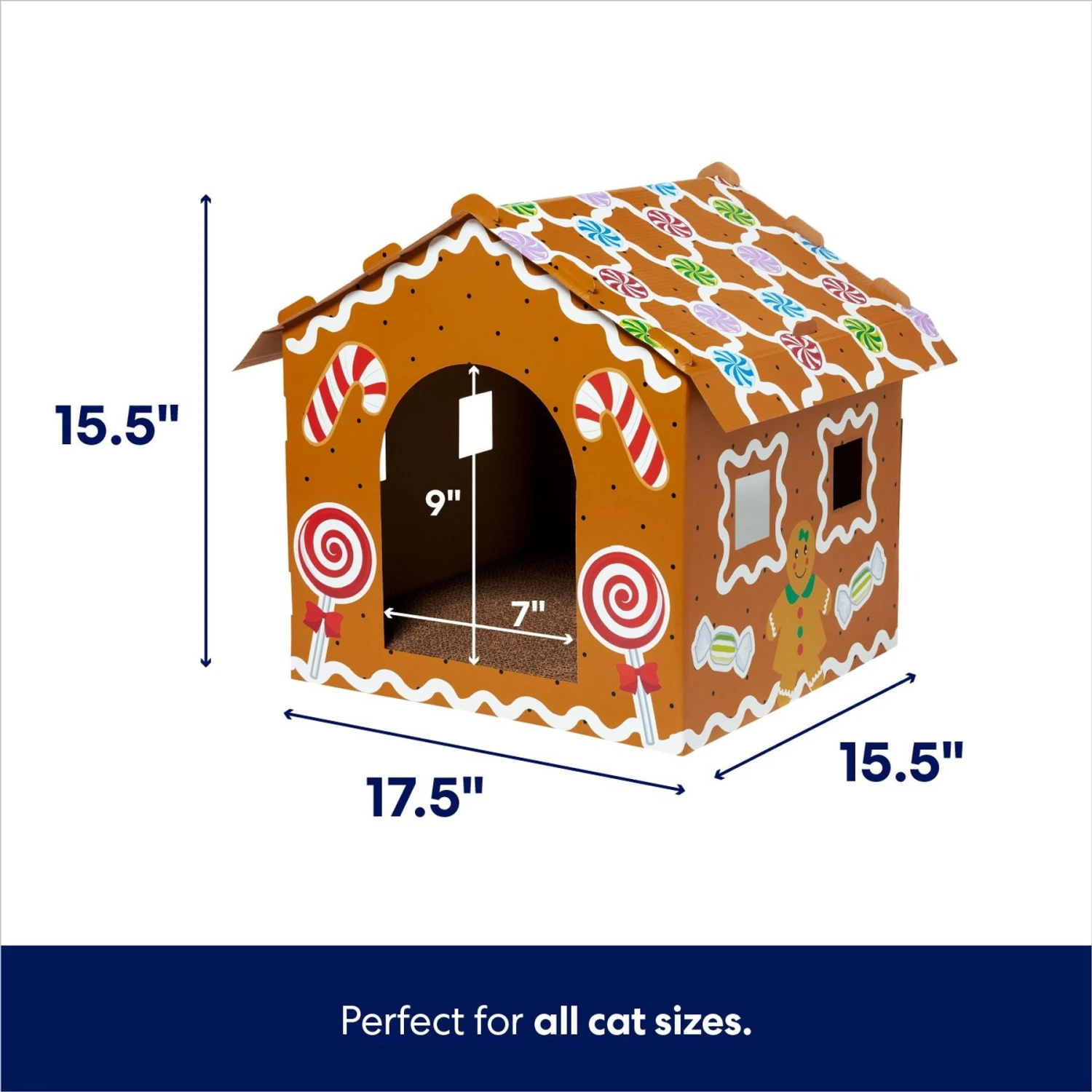 Frisco Holiday Gingerbread House Cardboard Cat House Cat Toy 2 Frisco Holiday Gingerbread House Cardboard Cat House Cat Toy - Image 2