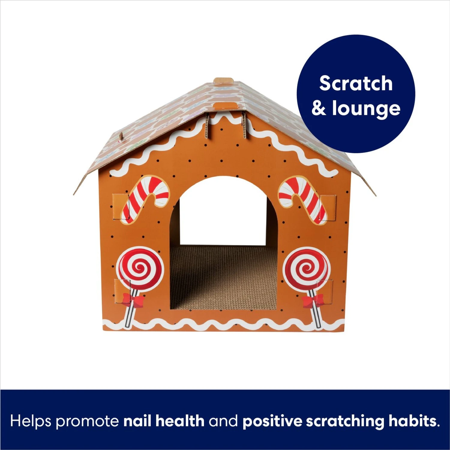 Frisco Holiday Gingerbread House Cardboard Cat House Cat Toy 3 Frisco Holiday Gingerbread House Cardboard Cat House Cat Toy - Image 3