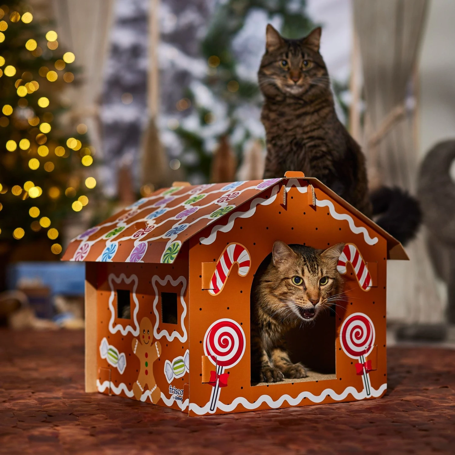 Frisco Holiday Gingerbread House Cardboard Cat House Cat Toy 5 Frisco Holiday Gingerbread House Cardboard Cat House Cat Toy - Image 5