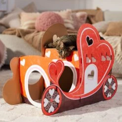 Frisco Valentine Love Carriage Cardboard Cat House, 2-Story -Pet Cat Supplies Store 301565 PT4. AC SS1800 V1701364873