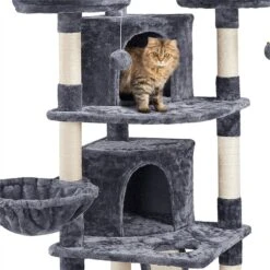 Yaheetech 68.5-in Plush Cat Tower, Dark Gray -Pet Cat Supplies Store 306515 PT4. AC SS1800 V1624373256