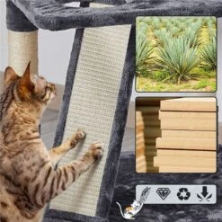 Yaheetech 68.5-in Plush Cat Tower, Dark Gray -Pet Cat Supplies Store 306515 PT7. AC SS1800 V1624373853