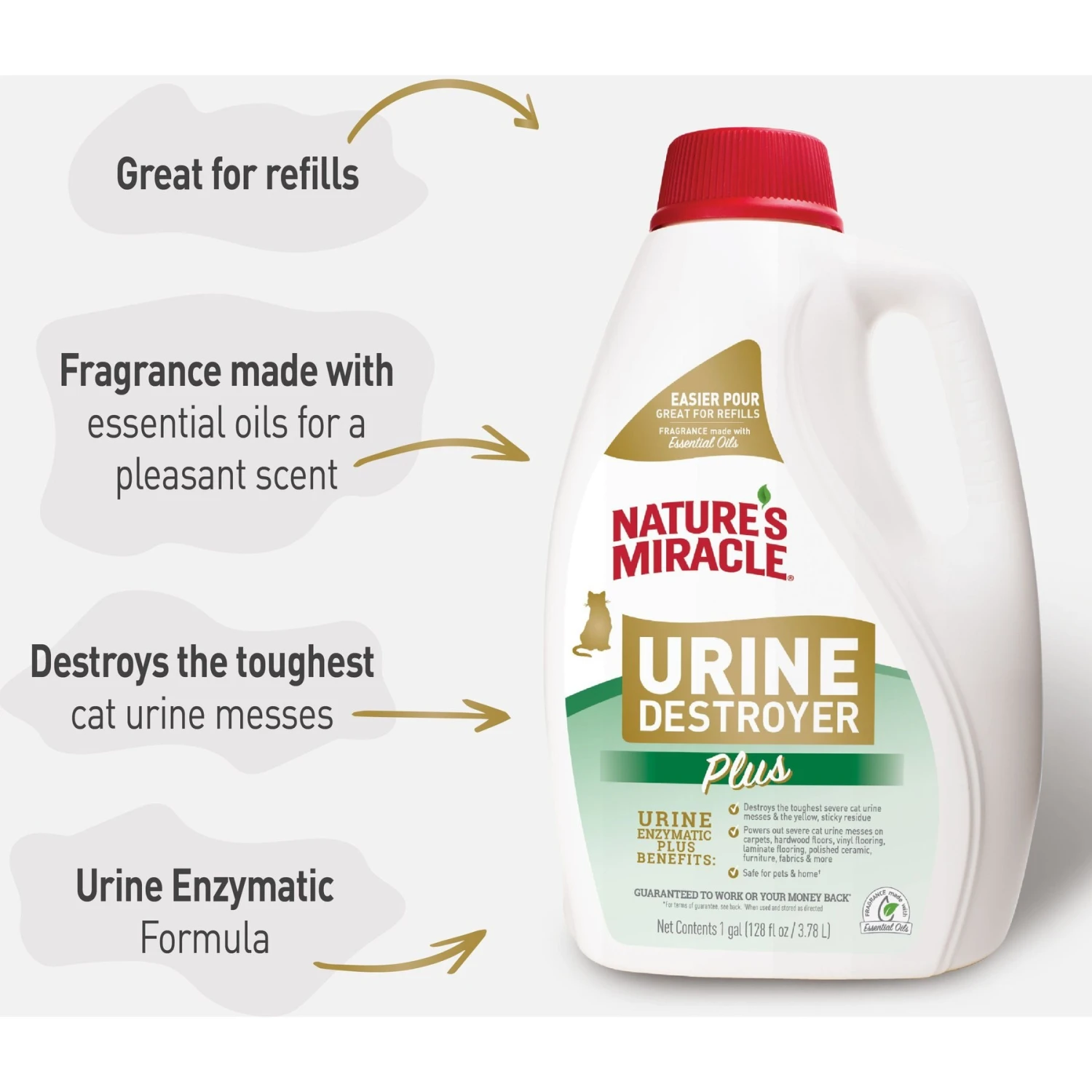Nature's Miracle Cat Urine Destroyer Plus Enzymatic Formula Stain Remover Refill, 1-gal Bottle 4 Nature's Miracle Cat Urine Destroyer Plus Enzymatic Formula Stain Remover Refill, 1-gal Bottle - Image 4