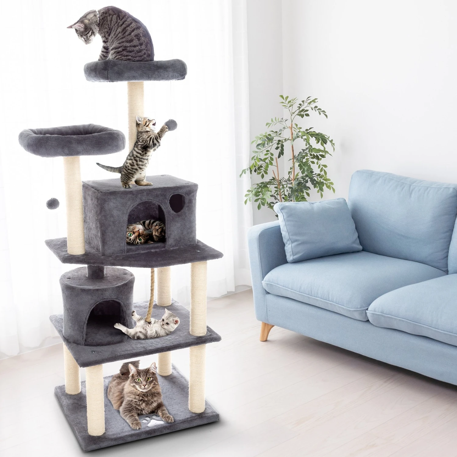Pet Adobe 5-Tier 58.5-in Cat Tree & Condo 4 Pet Adobe 5-Tier 58.5-in Cat Tree & Condo - Image 4