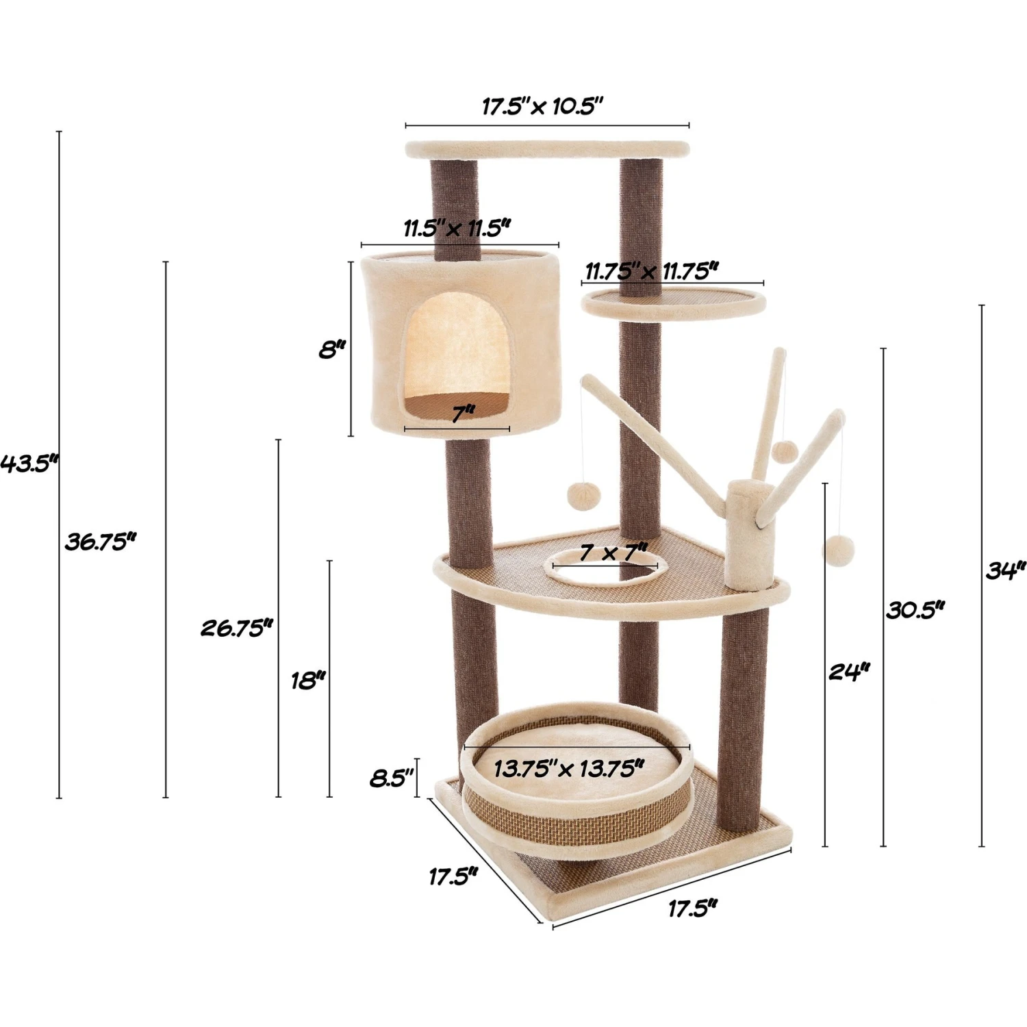 Pet Adobe 6-Tier 43.5-in Cat Tree & Condo 2 Pet Adobe 6-Tier 43.5-in Cat Tree & Condo - Image 2