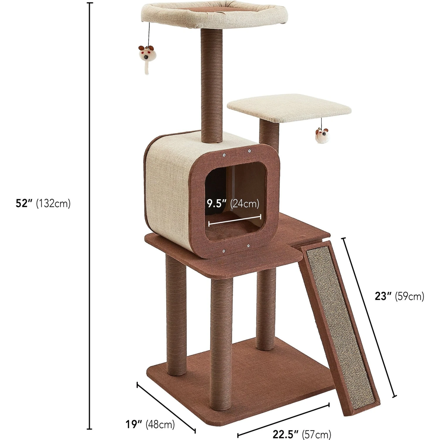 Two By Two The Redwood 53-in Cat Tree & Condo, Beige/Brown 3 Two By Two The Redwood 53-in Cat Tree & Condo, Beige/Brown - Image 3