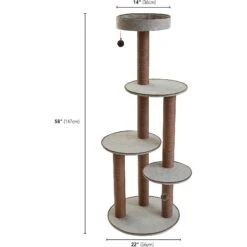 Two By Two The Pine 59-in Cat Tree, Gray -Pet Cat Supplies Store 316948 PT3. AC SS1800 V1642637495