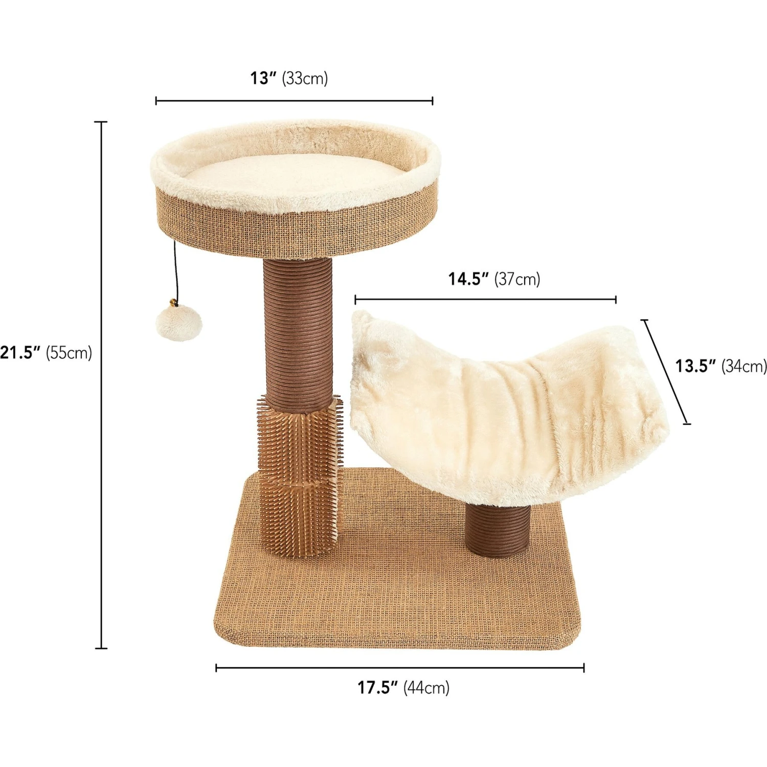 Two By Two The Yaupon 21.5-in Cat Tree & Lounger, Beige 3 Two By Two The Yaupon 21.5-in Cat Tree & Lounger, Beige - Image 3