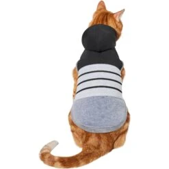 Frisco Gray Striped Dog & Cat Hoodie -Pet Cat Supplies Store 317305 PT2. AC SS1800 V1646434346
