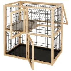 Frisco Collapsible Wood & Wire Cat Cage Playpen, 2 Level -Pet Cat Supplies Store 323214 PT3. AC SS1800 V1645493866