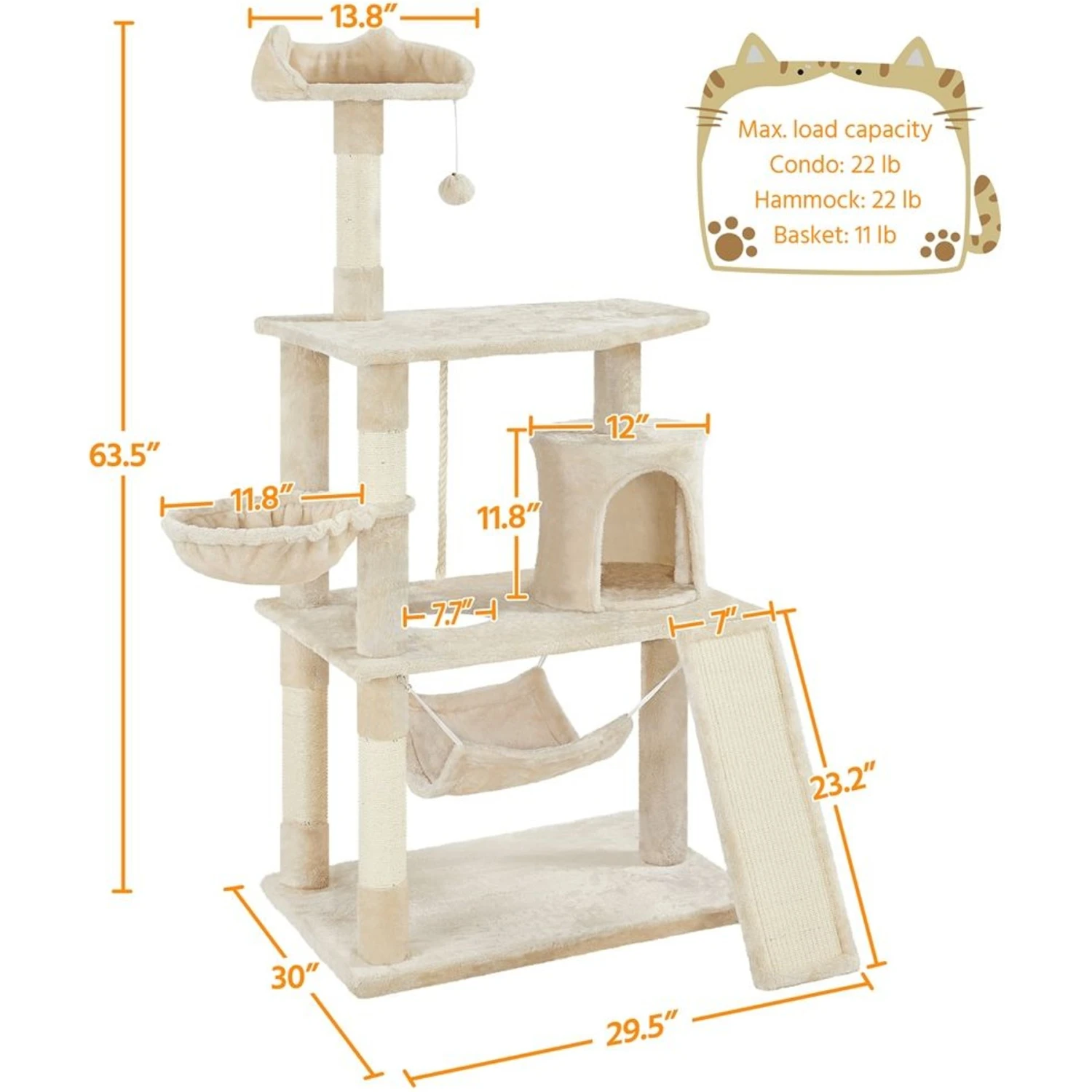 Yaheetech 63.5-in Plush Cat Tree & Condo 2 Yaheetech 63.5-in Plush Cat Tree & Condo - Image 2