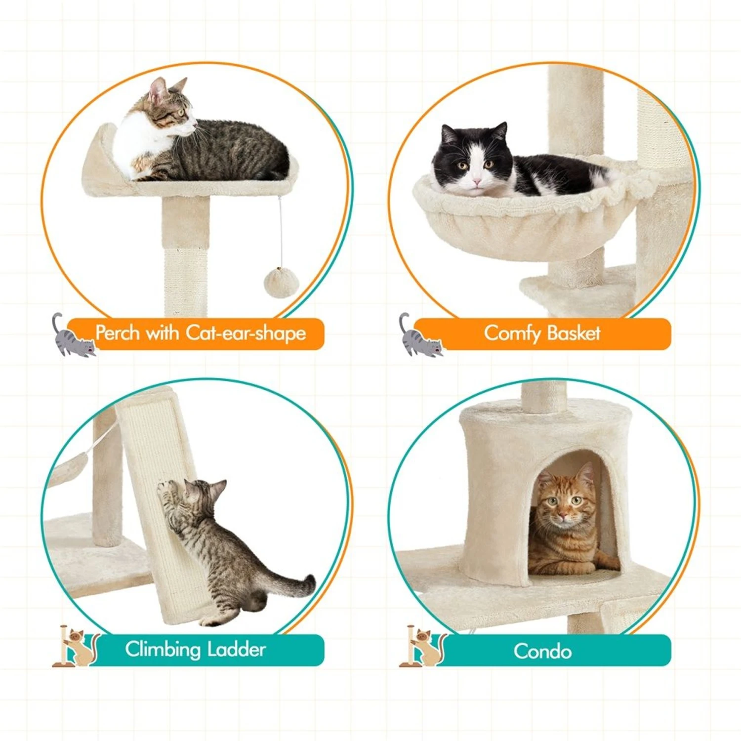 Yaheetech 63.5-in Plush Cat Tree & Condo 5 Yaheetech 63.5-in Plush Cat Tree & Condo - Image 5