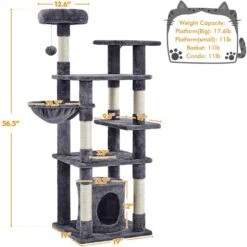 Yaheetech 56.5-in Multilevel Cat Tree -Pet Cat Supplies Store 325712 PT2. AC SS1800 V1662668205