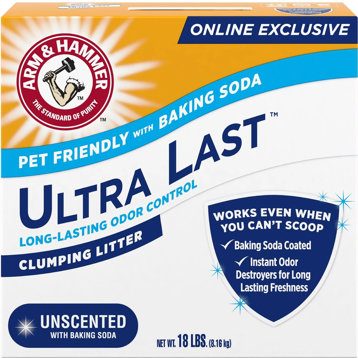 Arm & Hammer Litter Ultra Last Unscented Clumping Clay Cat Litter, 18-lb Box 1 Arm & Hammer Litter Ultra Last Unscented Clumping Clay Cat Litter, 18-lb Box