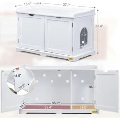 Coziwow By Jaxpety Wooden Storage Bench Cat Litter Box -Pet Cat Supplies Store 333351 PT2. AC SS1800 V1670266465