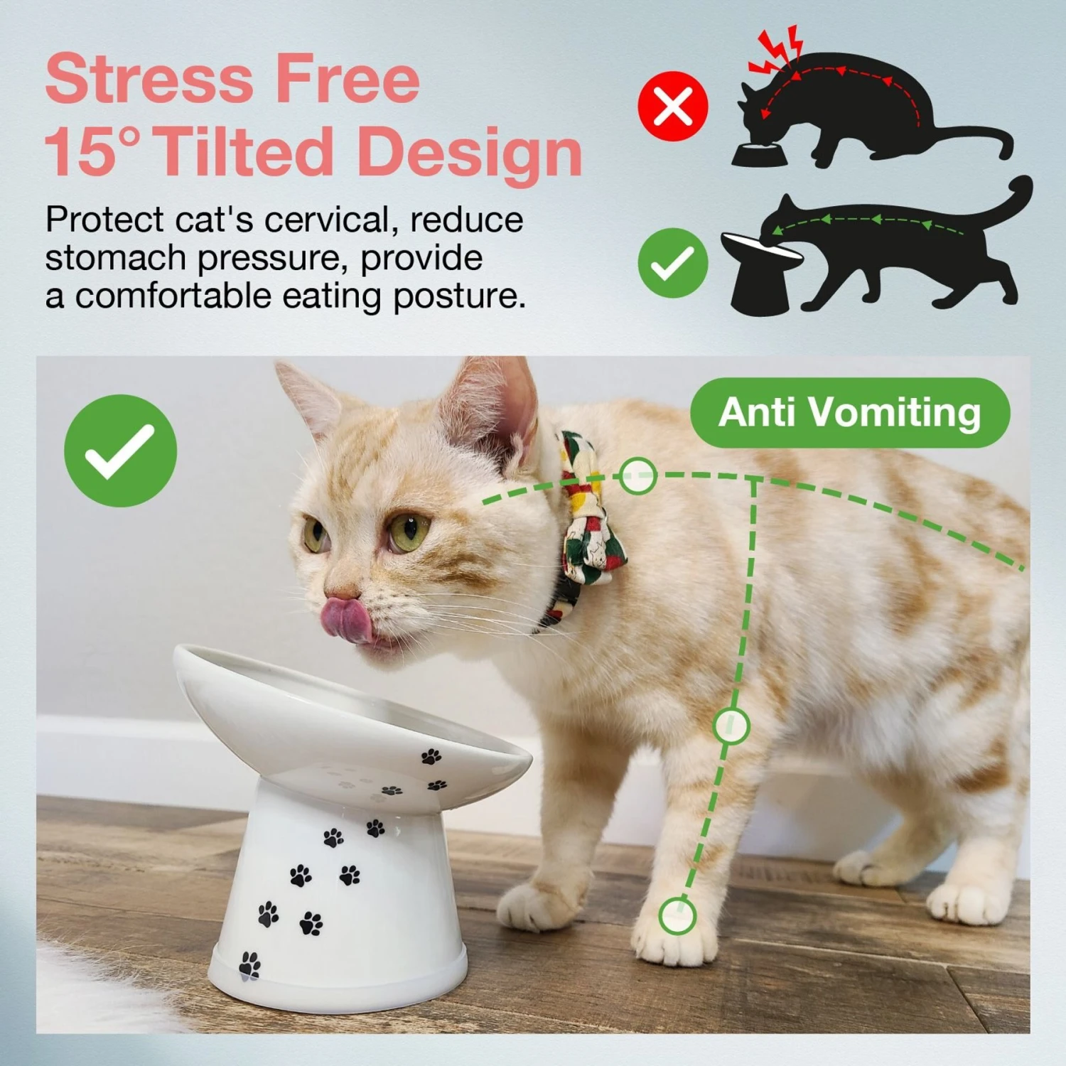 Necoichi Tilted Stress Free Raised Cat Food Bowl 2 Necoichi Tilted Stress Free Raised Cat Food Bowl - Image 2