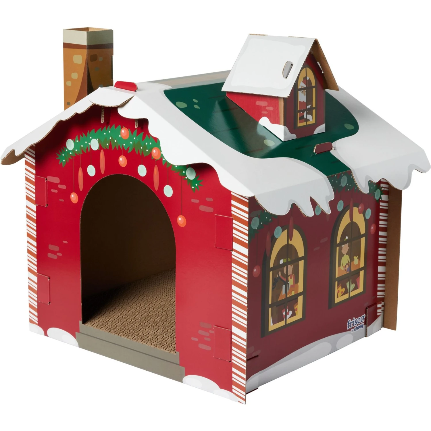 Frisco Holiday Santa's Workshop Cardboard Cat House 1 Frisco Holiday Santa's Workshop Cardboard Cat House