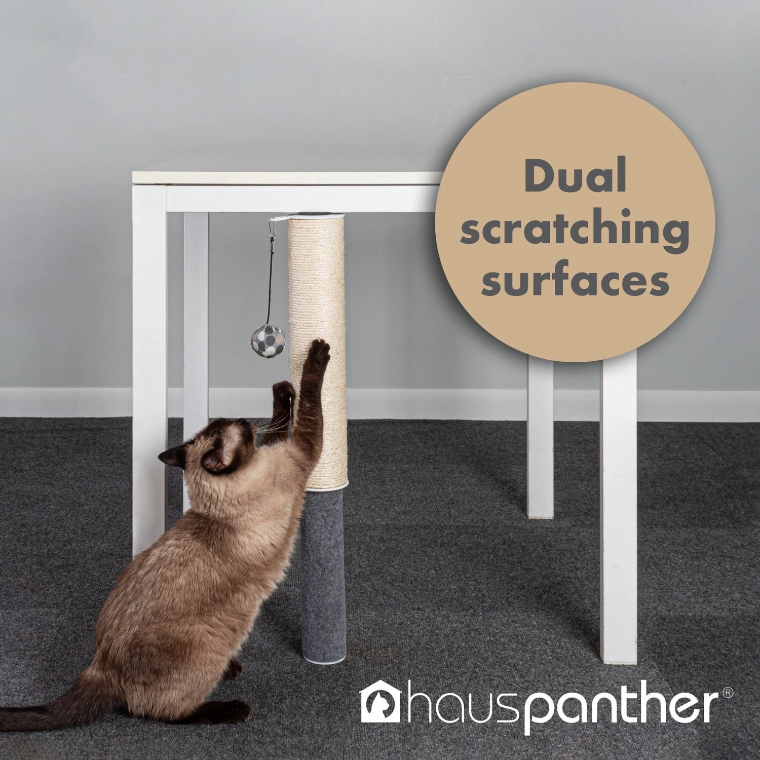 Hauspanther Dual Surface Adjustable Under-Table Sisal Cat Scratching Post 5 Hauspanther Dual Surface Adjustable Under-Table Sisal Cat Scratching Post - Image 5