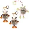 SmartyKat Bouncy Mouse Plush Dangler Catnip Cat Toy, Orange & Gray, Small, 3 Count