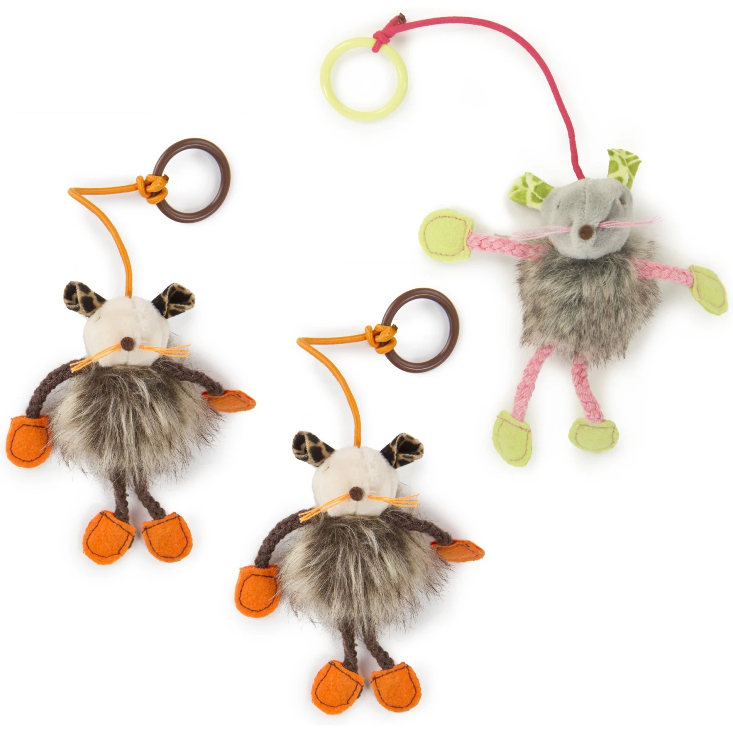 SmartyKat Bouncy Mouse Plush Dangler Catnip Cat Toy, Orange & Gray, Small, 3 Count 1 SmartyKat Bouncy Mouse Plush Dangler Catnip Cat Toy, Orange & Gray, Small, 3 Count