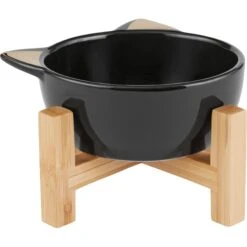 Frisco Cat Face Elevated Bamboo Non-Skid Ceramic Cat Bowl, Black, 1 Cups 8 Frisco Cat Face Elevated Bamboo Non-Skid Ceramic Cat Bowl, Black, 1 Cups -Pet Cat Supplies Store 363383 PT3. AC SS1800 V1657657267